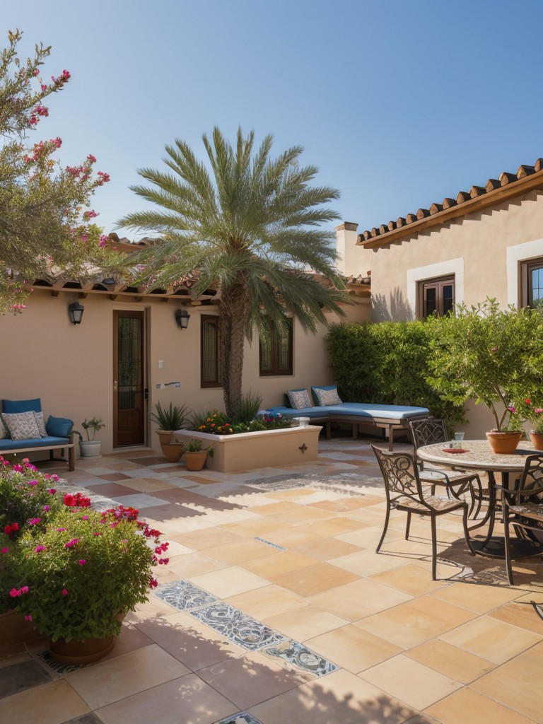 mediterranean-inspired-backyard-vibrant-tile-patio-colorful-flower-beds