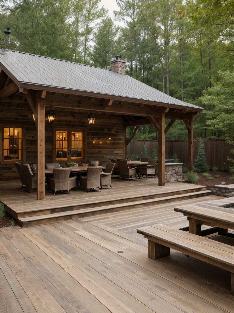 rustic-backyard-design-charming-wooden-deck-natural-stone-elements