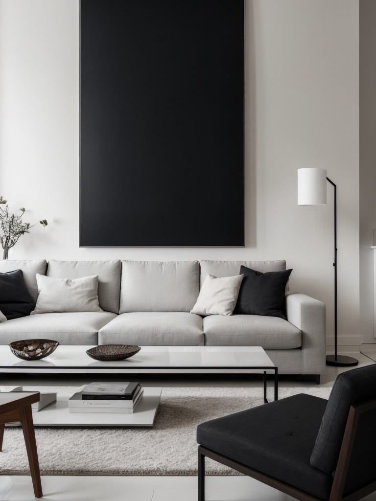 contemporary-living-room-ideas-sleek-cutting-edge-design-monochromatic-color-palette-minimalist-furniture-utilizing-statement-lighting-abstract-artwor
