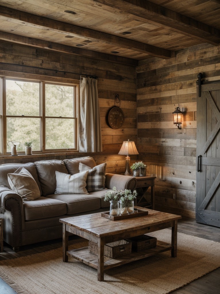 farmhouse-living-room-ideas-cozy-rustic-charm-distressed-wood-furniture-vintage-inspired-decor-incorporating-mason-jars-rustic-signs-barn-doors