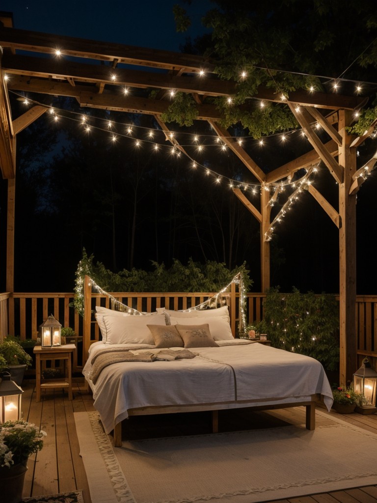 romantic-backyard-setting-string-lights-cozy-seating-canopy-bed-intimate-evenings-under-stars