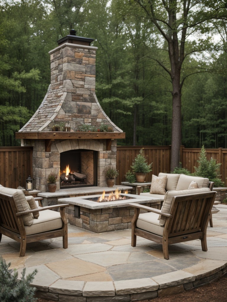 rustic-backyard-design-natural-stone-accents-wooden-furniture-charming-outdoor-fireplace