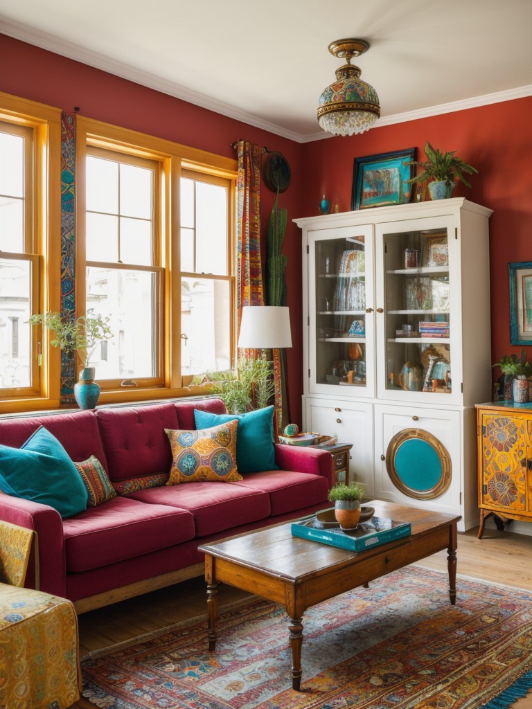bohemian-living-room-ideas-incorporating-vibrant-colors-bold-patterns-mix-eclectic-furniture-accessories
