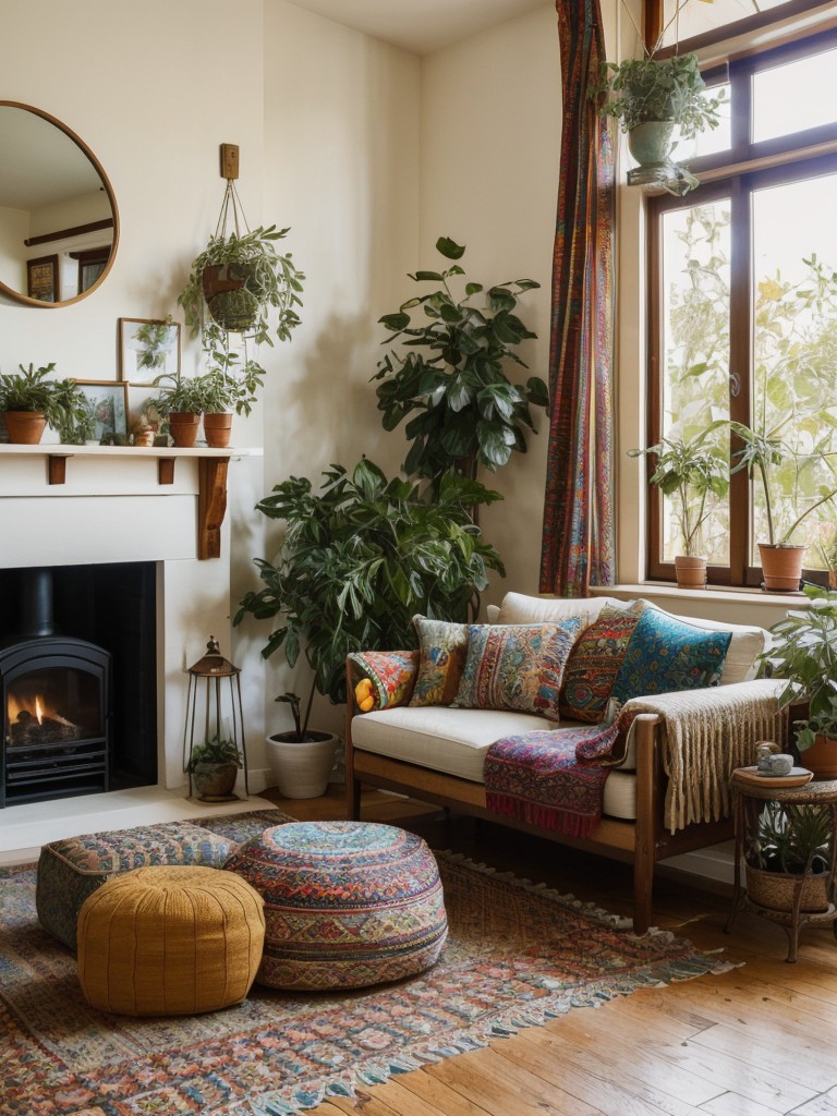 bohemian-living-room-ideas-free-spirited-eclectic-design-featuring-colorful-textiles-plants-abundance-cozy-floor-cushions