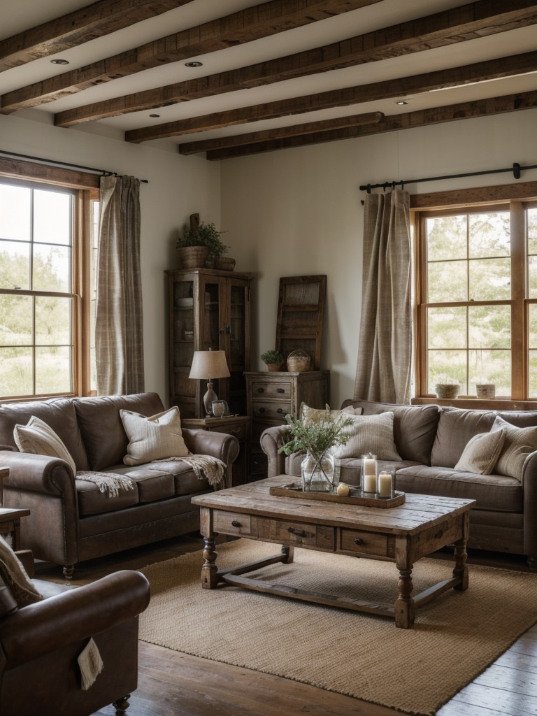 farmhouse-living-room-ideas-charming-rustic-vibe-incorporating-distressed-wood-furniture-vintage-accessories-cozy-textiles