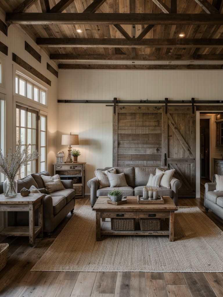 farmhouse-living-room-ideas-distressed-wood-accents-barn-doors-cozy-farmhouse-style-furniture