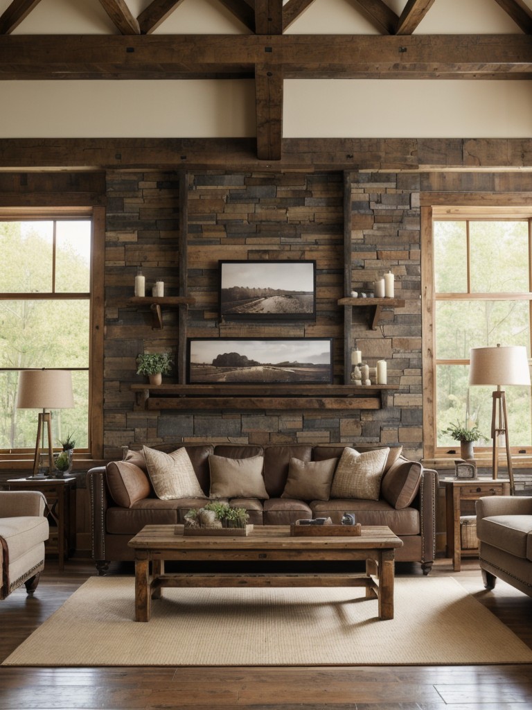 rustic-living-room-ideas-exposed-wooden-beams-stone-accent-walls-vintage-furniture-pieces