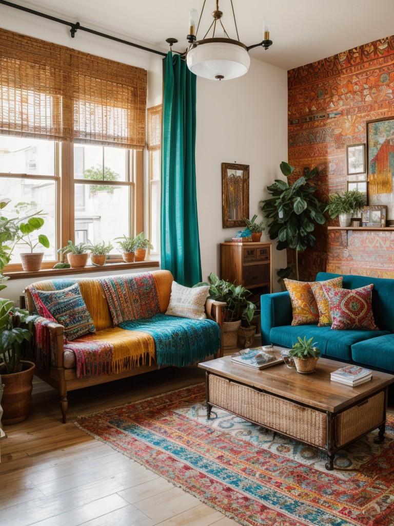 bohemian-living-room-ideas-infused-vibrant-patterns-eclectic-decor-mix-textiles-textures-creating-free-spirited-lively-atmosphere