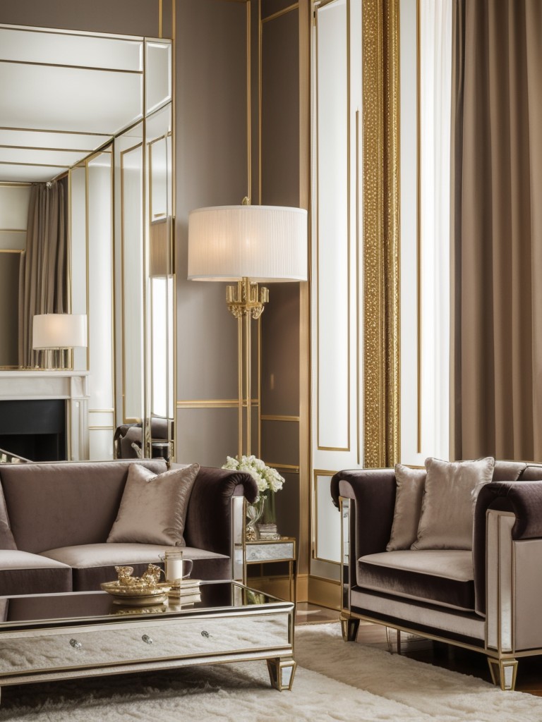 glamorous-hollywood-inspired-living-room-ideas-mirrored-accents-plush-velvet-furniture-touch-sparkle