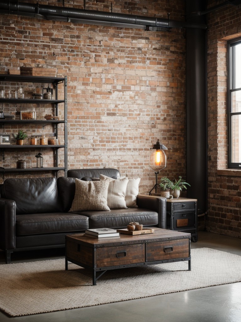 industrial-living-room-ideas-raw-edgy-look-using-exposed-brick-walls-metal-furniture-vintage-light-fixtures