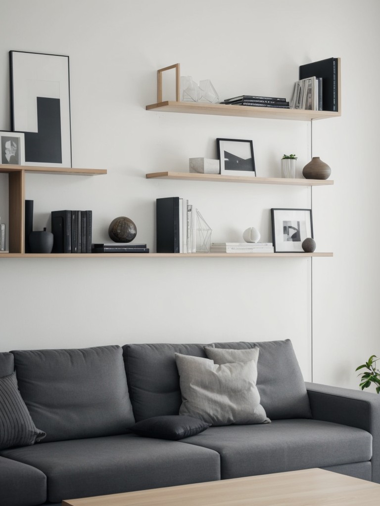 minimalist-living-room-ideas-sleek-furniture-monochromatic-color-scheme-using-floating-shelves-geometric-artwork-recessed-lighting