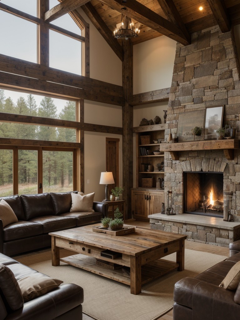 rustic-living-room-ideas-natural-materials-earthy-tones-using-exposed-beams-stone-fireplace-leather-seating