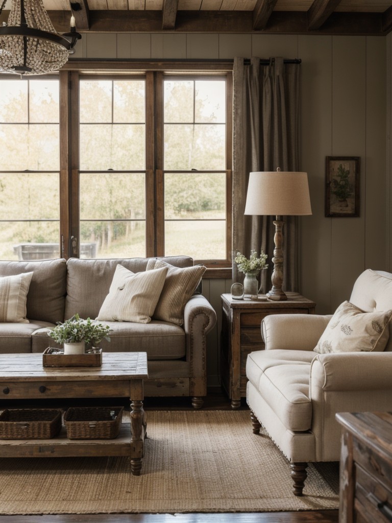 farmhouse-living-room-ideas-distressed-wood-vintage-accents-neutral-colors-charming-cozy-atmosphere