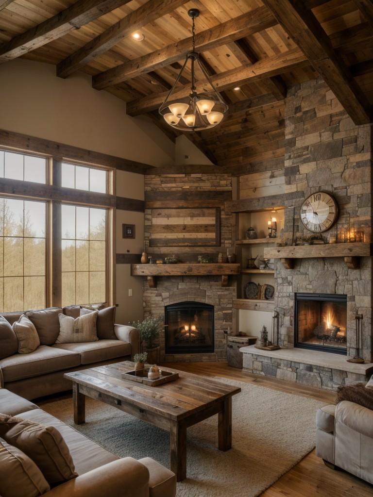 rustic-living-room-ideas-exposed-wood-beams-cozy-fireplace-earthy-color-palette