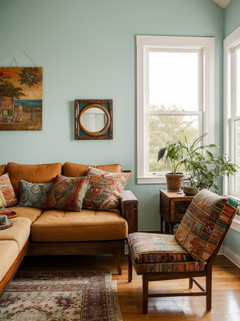 bohemian-living-room-ideas-showcasing-mix-vibrant-colors-eclectic-patterns-relaxed-comfortable-seating-arrangements