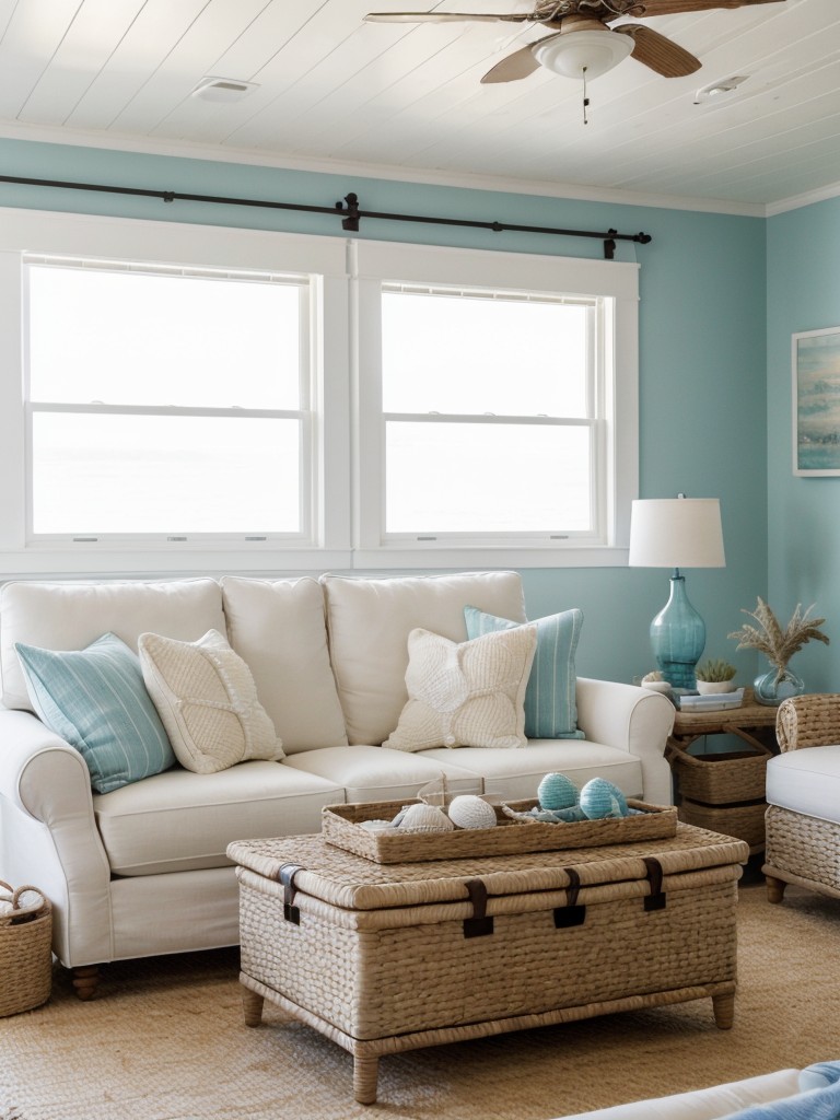 coastal-living-room-ideas-beachy-vibe-light-airy-colors-nautical-accents-using-seashell-decor-woven-textures-coastal-artwork