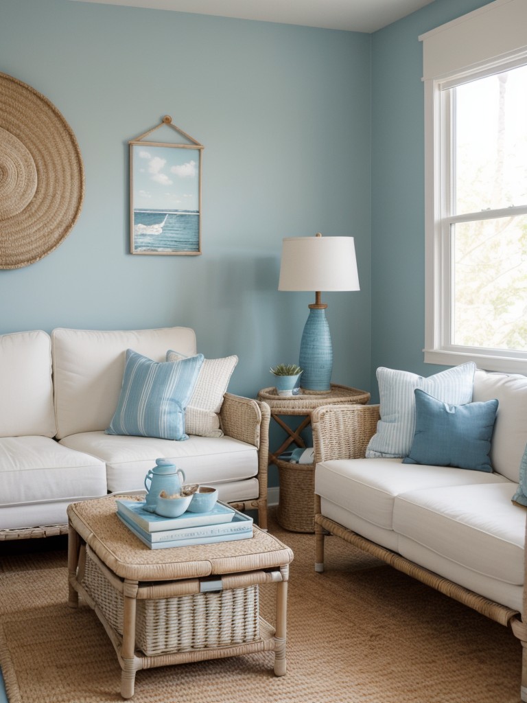 coastal-beachy-living-room-ideas-light-blue-white-color-palette-nautical-accessories-natural-materials-like-wicker-driftwood