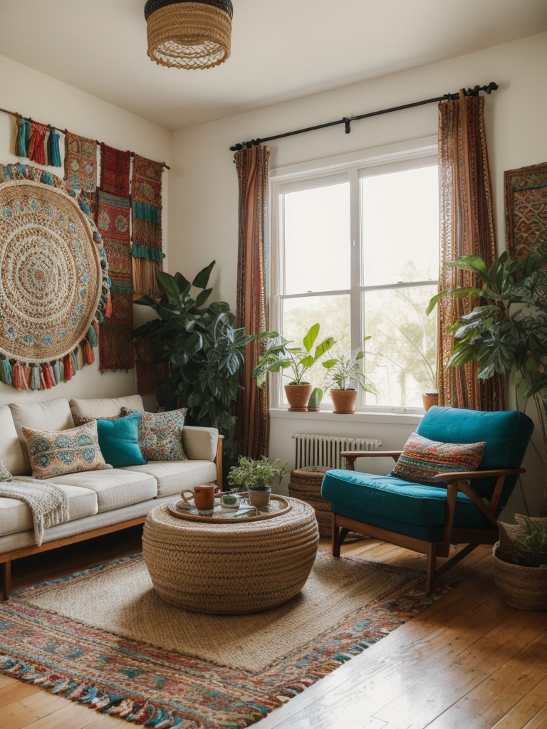 bohemian-living-room-ideas-eclectic-patterns-vibrant-colors-relaxed-atmosphere-using-floor-pillows-macram-wall-hangings-layered-rugs