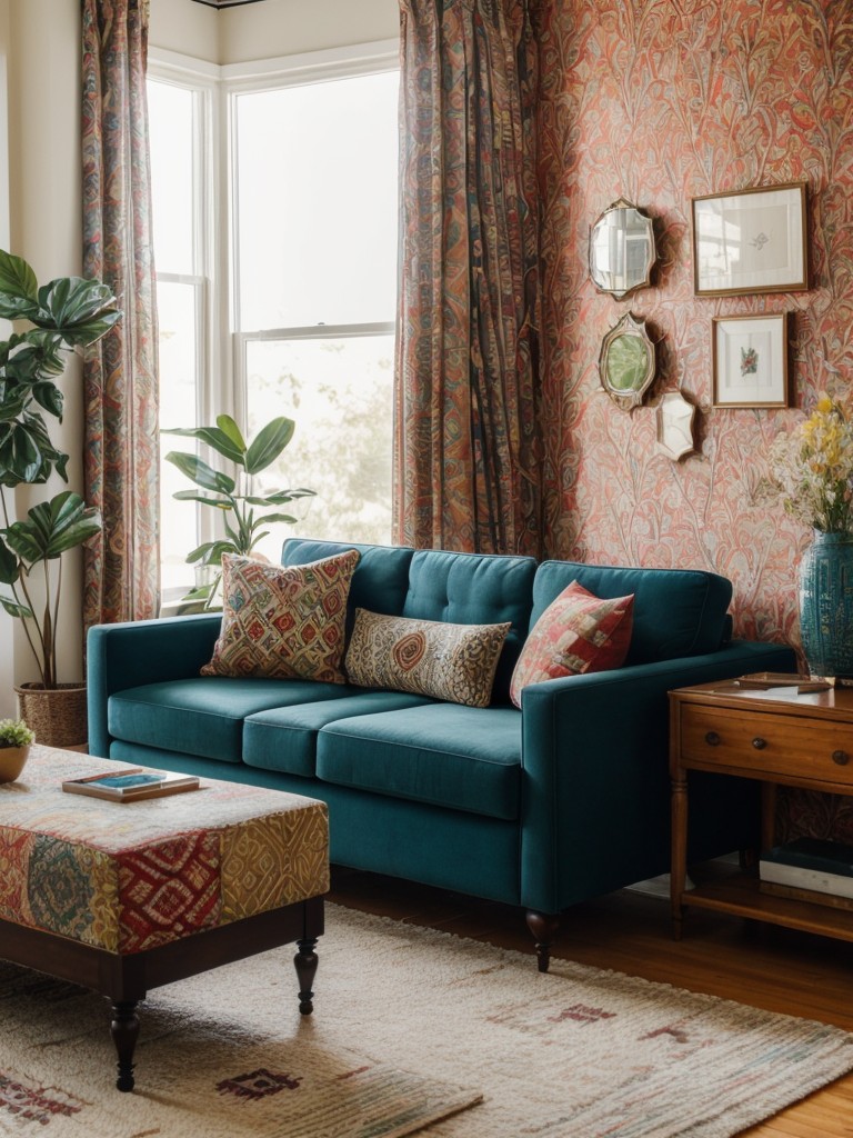 eclectic-living-room-ideas-mix-different-styles-colors-patterns-creating-visually-stimulating-space-using-mismatched-furniture-vibrant-artwork-pattern