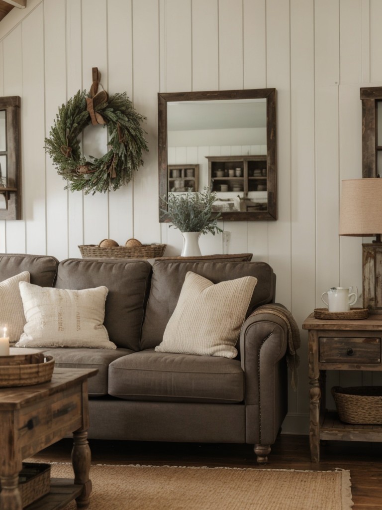 farmhouse-living-room-ideas-shiplap-walls-distressed-wooden-furniture-cozy-textiles-cozy-quaint-country-inspired-space