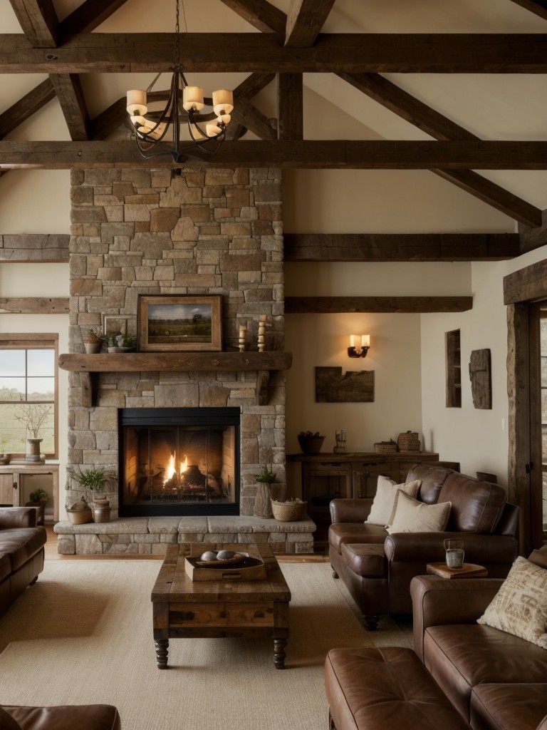 rustic-living-room-ideas-exposed-wooden-beams-cozy-fireplace-earthy-tones-to-evoke-warm-inviting-ambiance