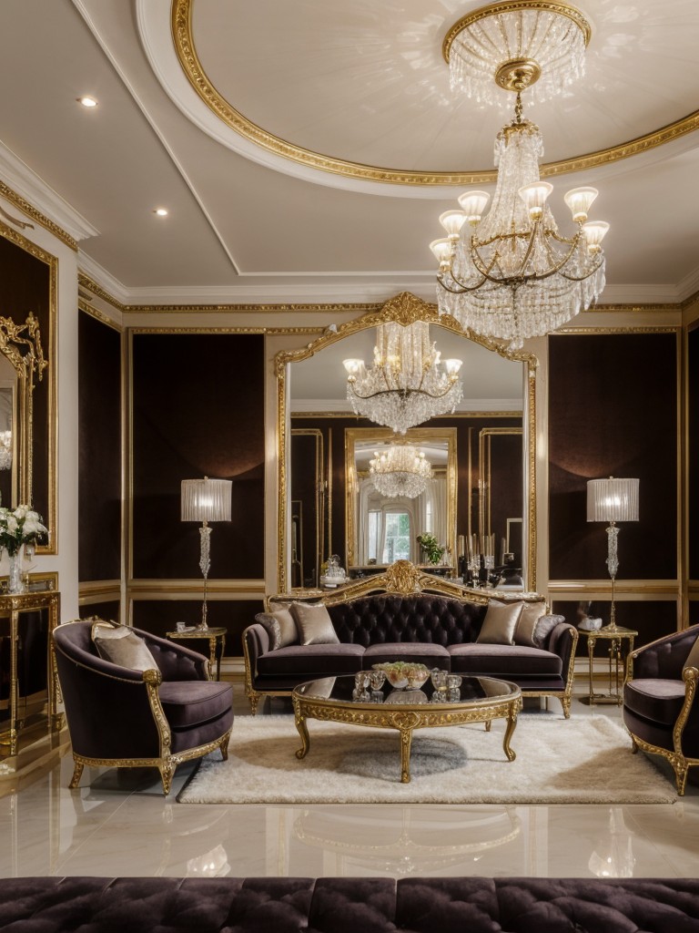 glamorous-living-room-ideas-luxurious-velvet-furniture-metallic-accents-crystal-chandeliers