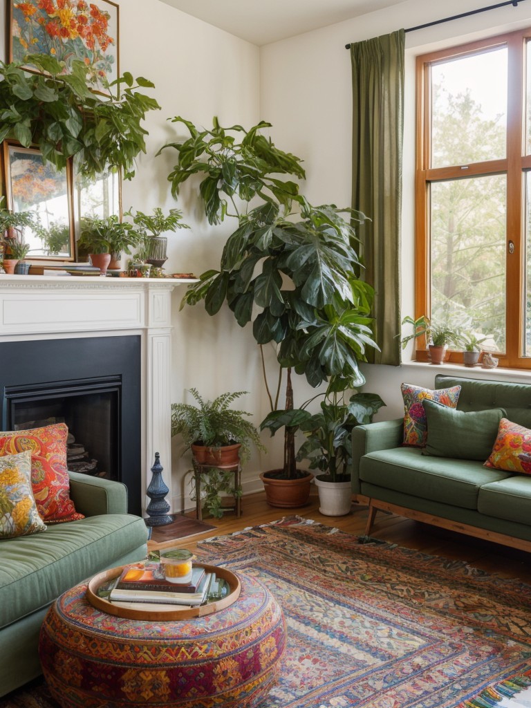 bohemian-living-room-ideas-embracing-vibrant-colors-eclectic-furniture-abundance-plants-to-create-free-spirited-artistic-atmosphere