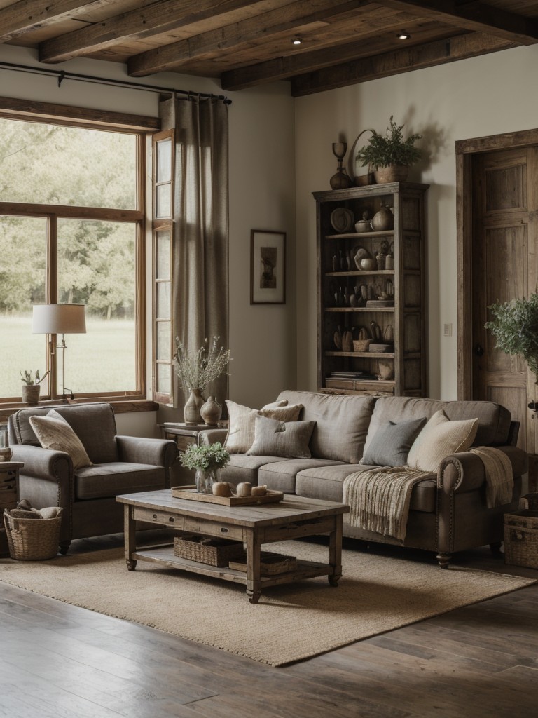 farmhouse-living-room-ideas-rustic-furniture-distressed-finishes-vintage-inspired-accessories