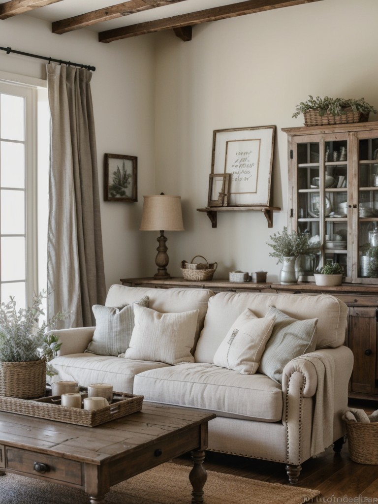 farmhouse-living-room-ideas-distressed-furniture-vintage-decor-cozy-farmhouse-style-textiles