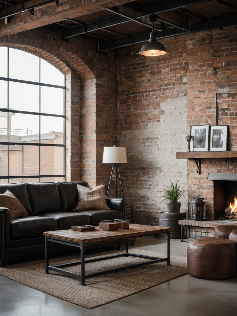 industrial-living-room-ideas-exposed-brick-walls-rough-edged-aesthetic-pairing-leather-furniture-metal-accents-raw-edgy-vibe