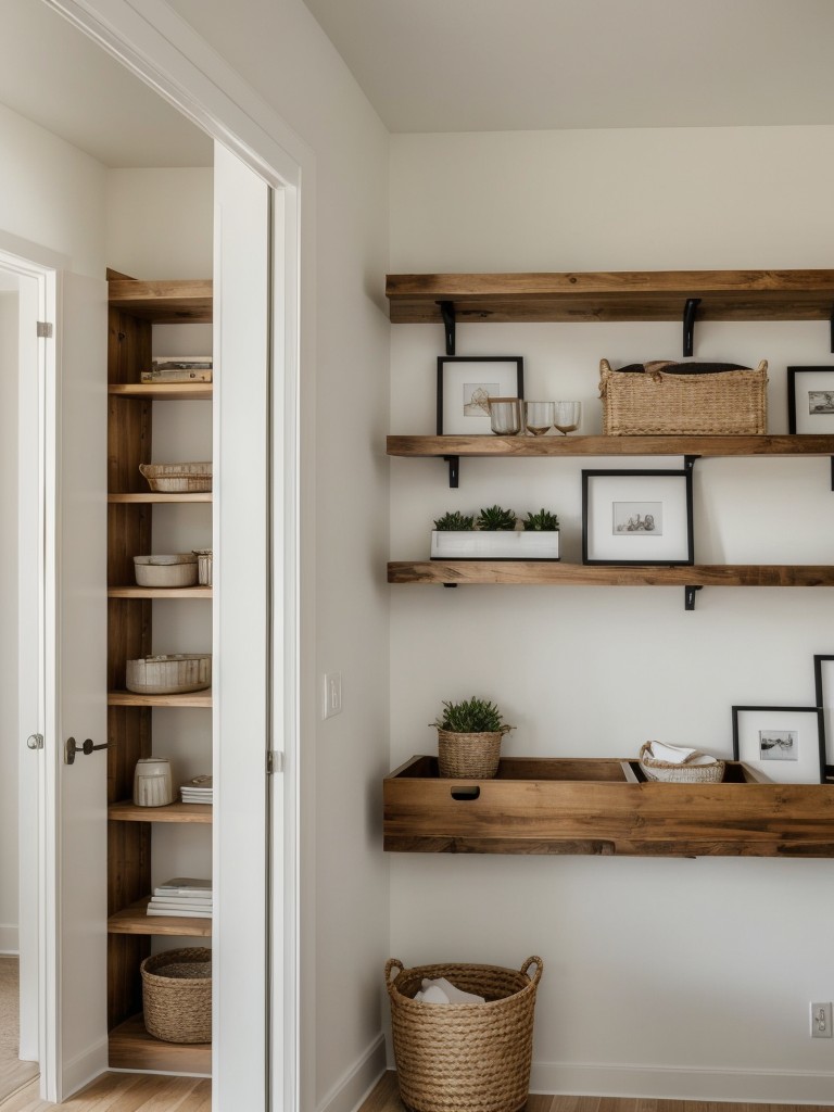 using-wall-mounted-shelves-storage-large-statement-artwork-focal-point