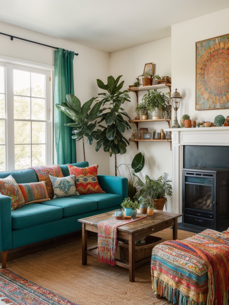 bohemian-living-room-ideas-vibrant-colors-layered-textiles-eclectic-decor-pieces-free-spirited-artistic-look