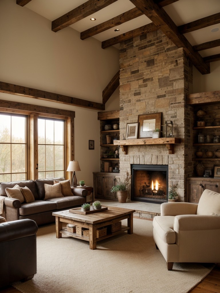 rustic-living-room-ideas-warm-earthy-tones-exposed-brick-wood-beams-cozy-fireplace-cozy-inviting-atmosphere