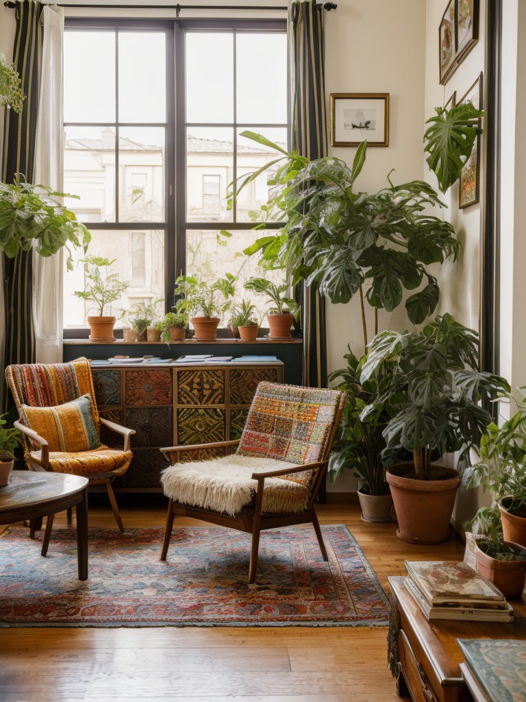 bohemian-living-room-ideas-vibrant-patterns-eclectic-furniture-plants-relaxed-artistic-vibe