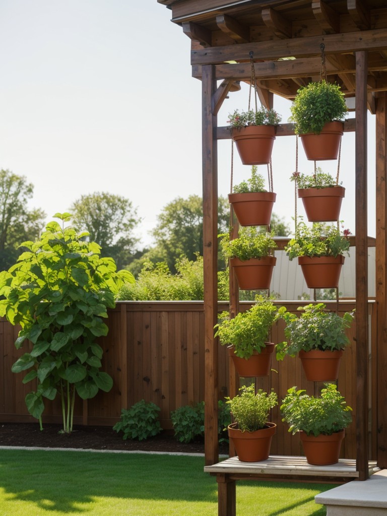 build-vertical-herb-vegetable-garden-using-trellises-hanging-planters-to-maximize-gardening-space