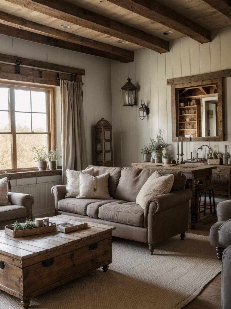 farmhouse-living-room-ideas-rustic-charm-vintage-accessories-cozy-lived-furnishings