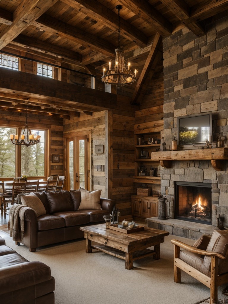 rustic-living-room-ideas-exposed-wooden-beams-stone-fireplace-cozy-cabin-inspired-furnishings