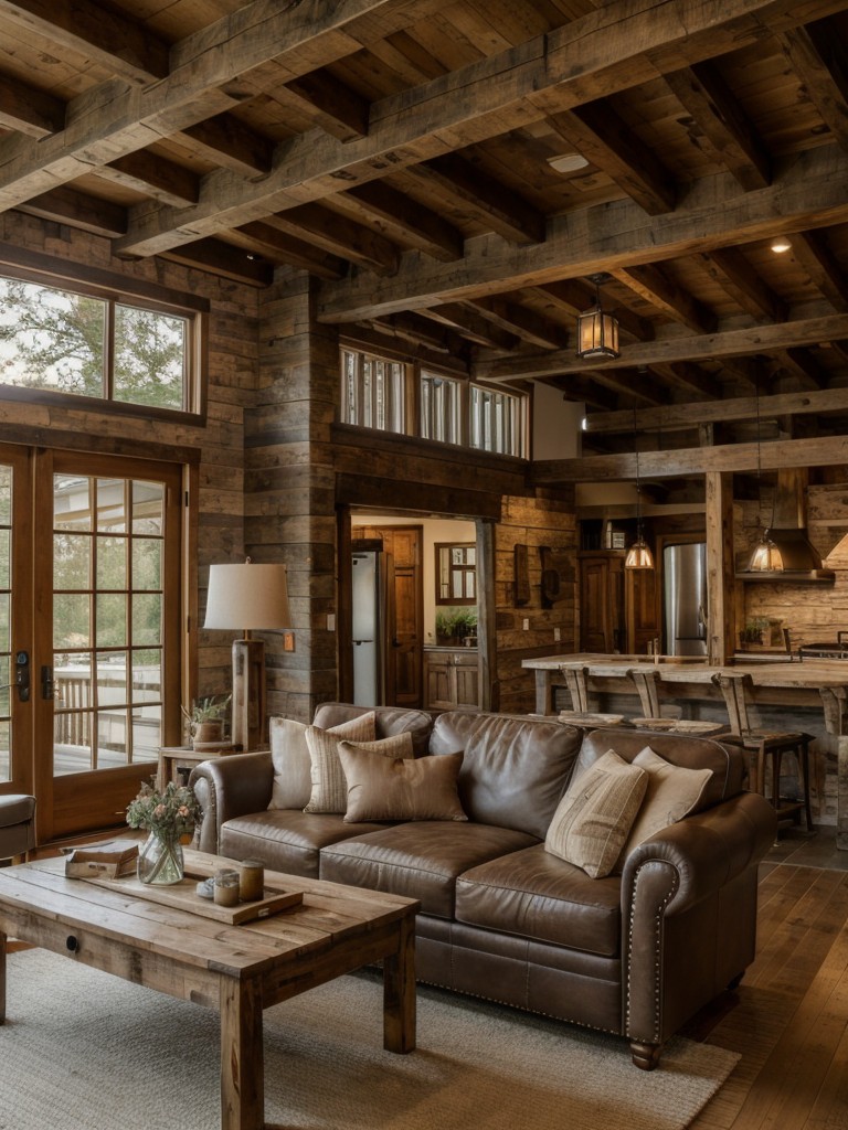 go-rustic-living-room-look-exposed-wood-beams-distressed-furniture-earthy-color-palettes