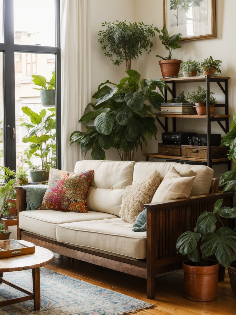 bohemian-living-room-ideas-eclectic-furniture-vibrant-colors-abundance-plants-relaxed-free-spirited-vibe