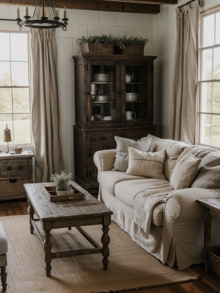 farmhouse-living-room-ideas-distressed-furniture-vintage-accessories-cozy-farmhouse-style-textiles-cozy-welcoming-space