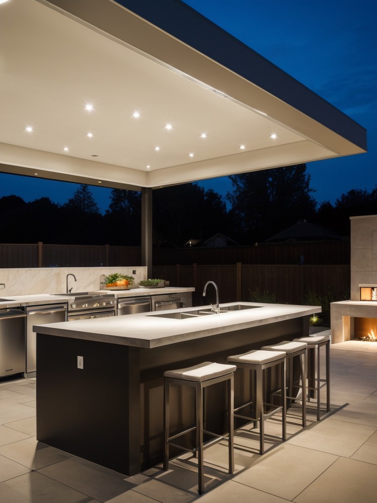 contemporary-backyard-ideas-sleek-outdoor-kitchen-architectural-lighting-chic-lounge-area-entertaining