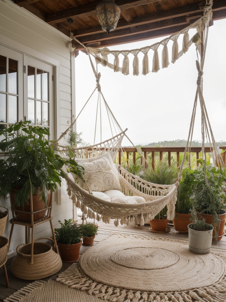 cozy-bohemian-backyard-ideas-hanging-macrame-planters-eclectic-patterned-pillows-hammock-ultimate-relaxation