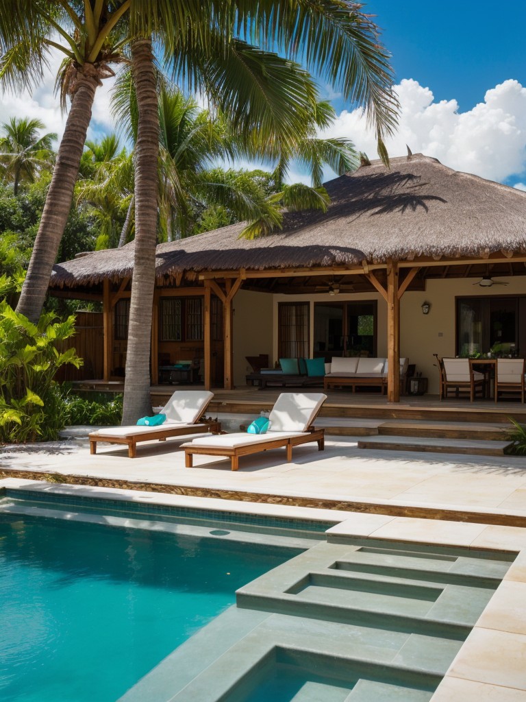 tropical-paradise-backyard-palm-trees-tropical-plants-pool-hot-tub-thatched-roof-cabana-shade