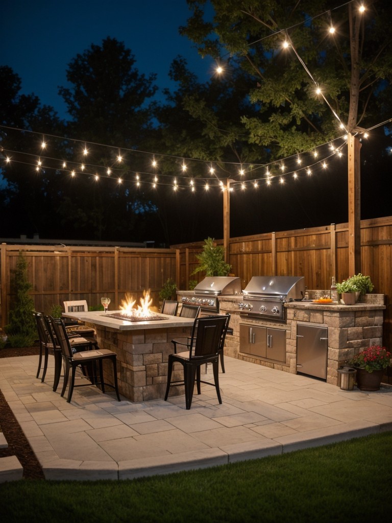 backyard-entertaining-ideas-built-bbq-grill-outdoor-seating-area-string-lights-ambiance