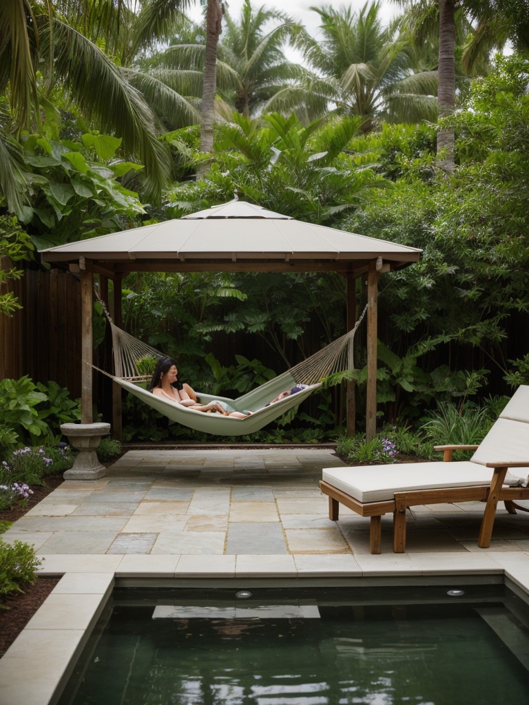 relaxing-backyard-oasis-cozy-hammock-tranquil-water-feature-lush-greenery