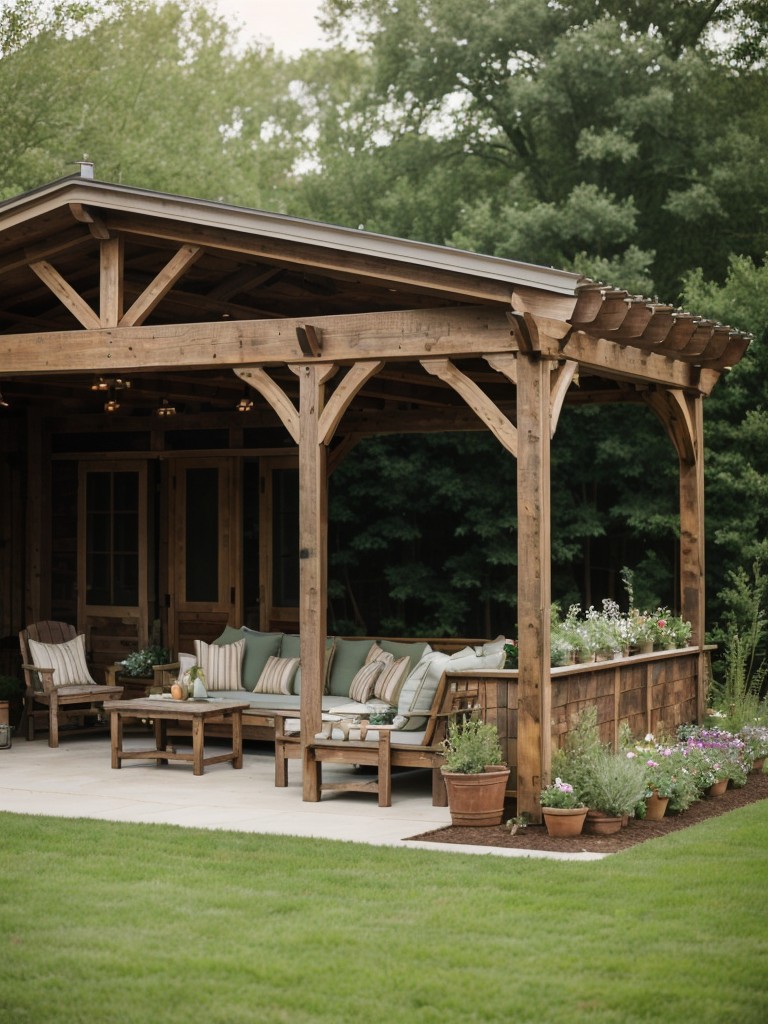 rustic-backyard-ideas-wooden-pergola-vintage-furniture-vegetable-garden-charming-organic-outdoor-space