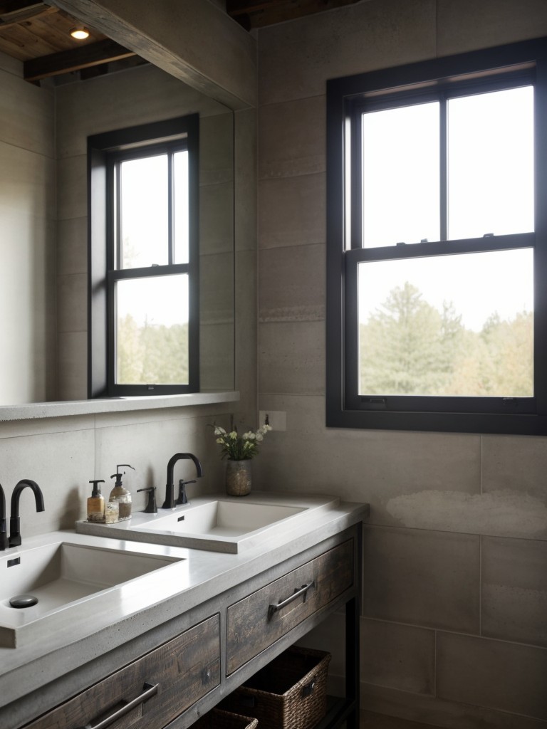 choose-freestanding-stone-concrete-sink-vanity-paired-wrought-iron-fixtures-industrial-rustic-touch