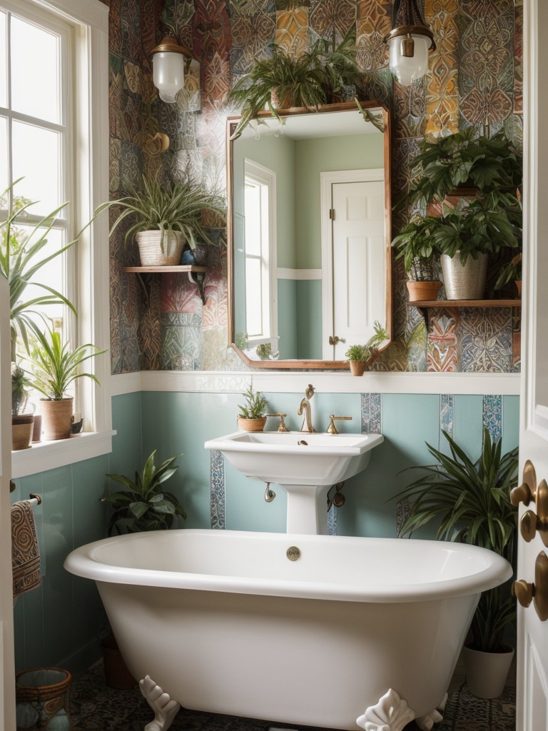 bohemian-bathroom-ideas-embracing-mix-patterns-textures-plants-creating-vibrant-eclectic-space-self-expression