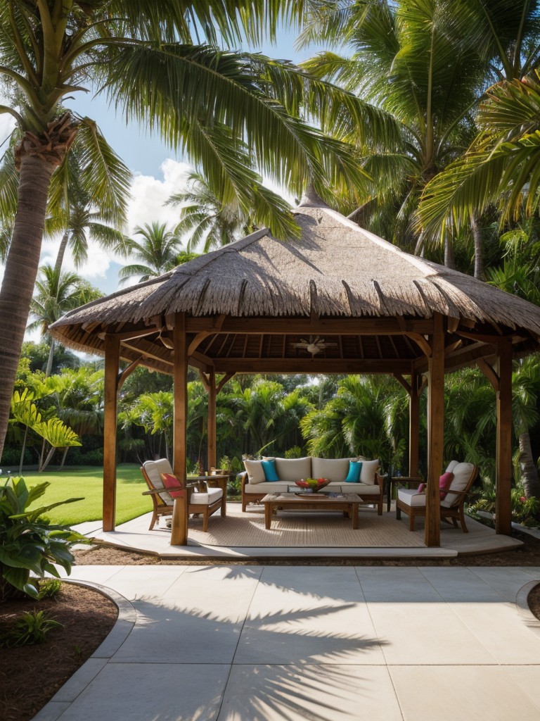 tropical-backyard-retreat-palm-trees-thatched-roof-gazebo-colorful-outdoor-furniture