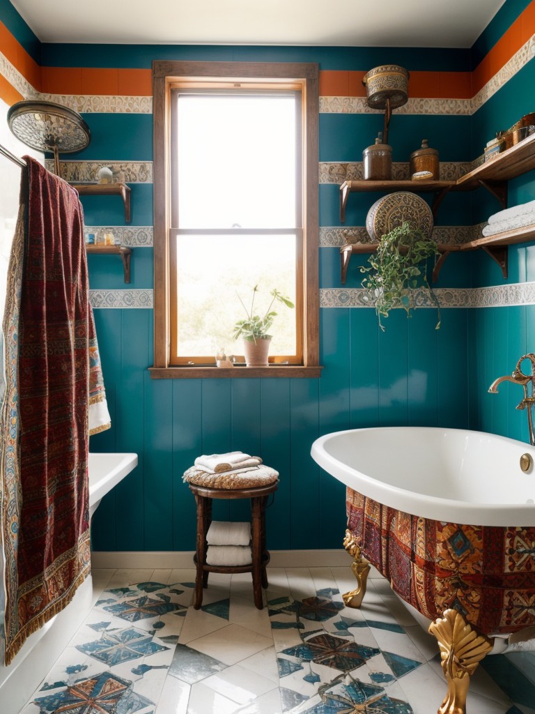 bohemian-bathroom-ideas-bold-patterns-eclectic-accessories
